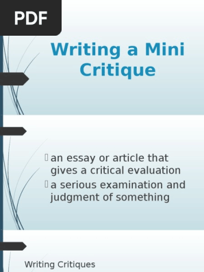 Writing a Mini Critique