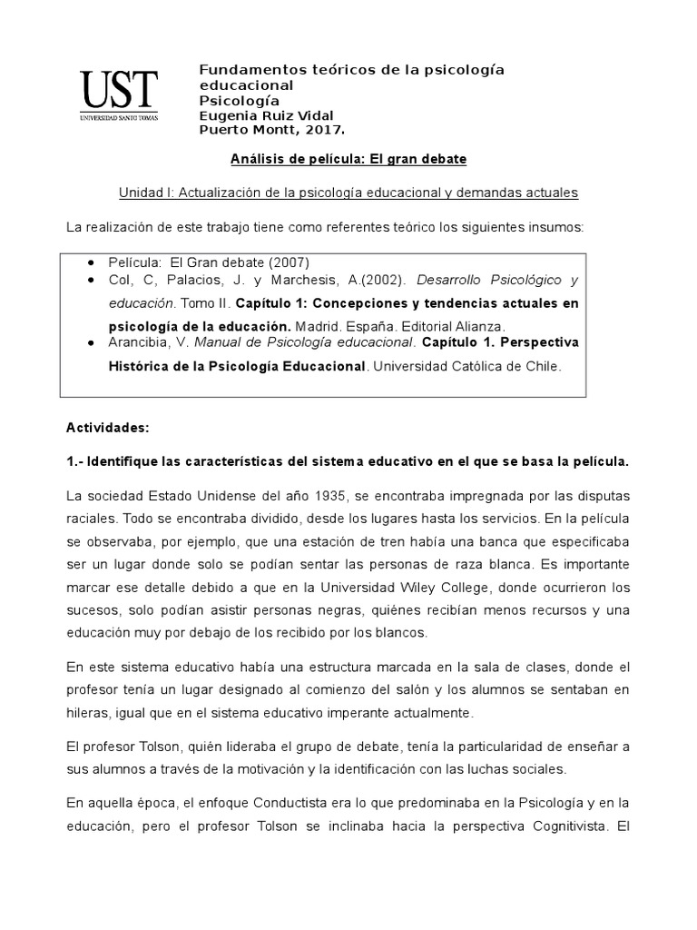 El Gran Debate PDF Sicología Maestros