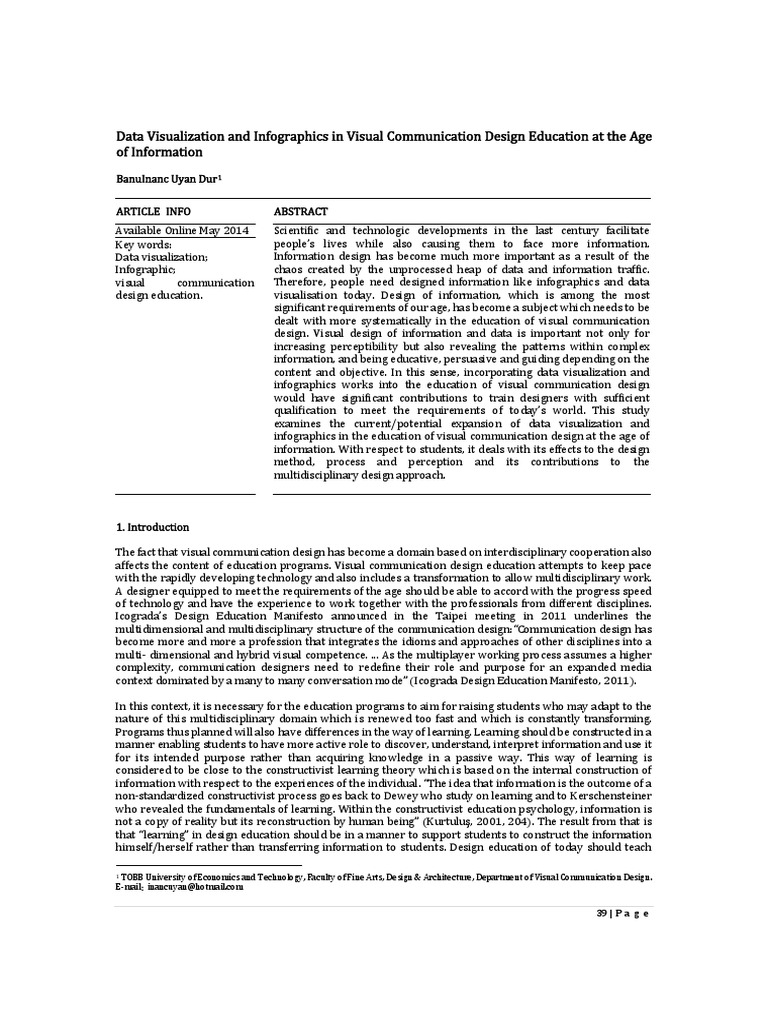 Infographics Data Visualization And Visual Design Education Pdf