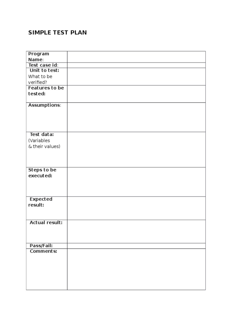 Simple Test Plan Template Guide | PDF | Career & Growth