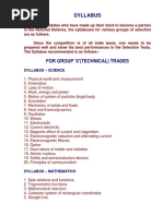 Syllabus: For Group 'X' (Technical) Trades