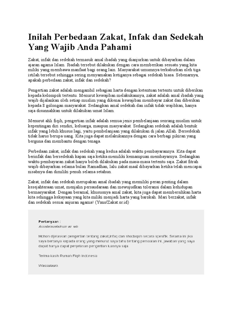 Inilah Perbedaan Zakat Pdf