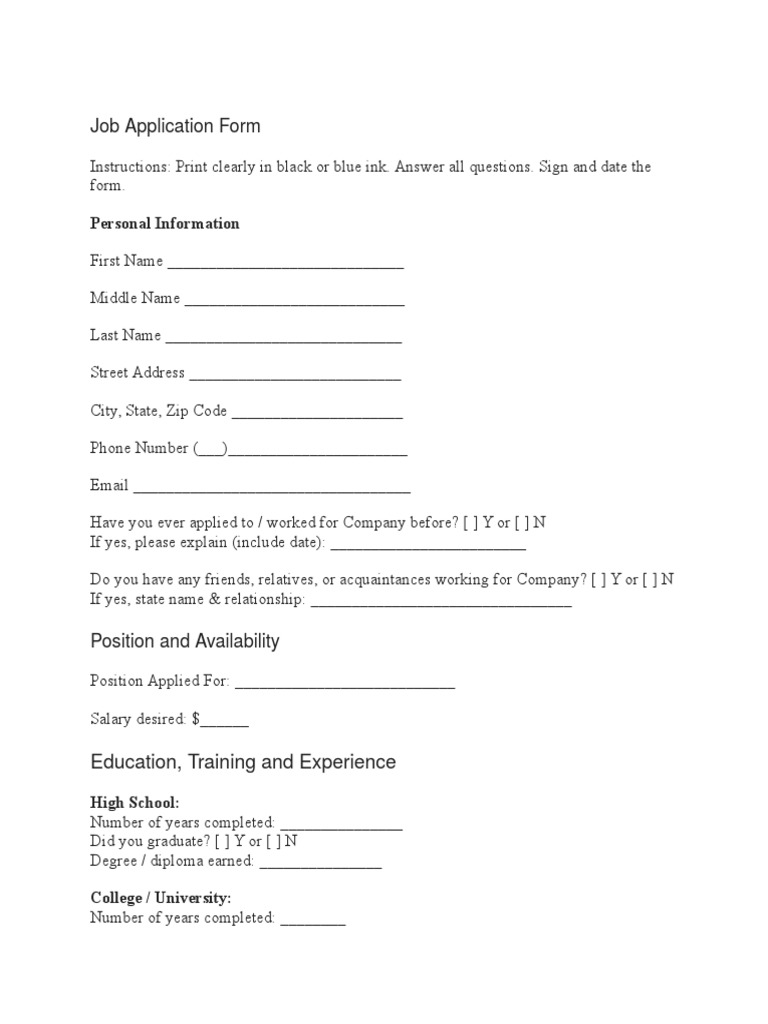 Job Application Form: Personal Information | PDF