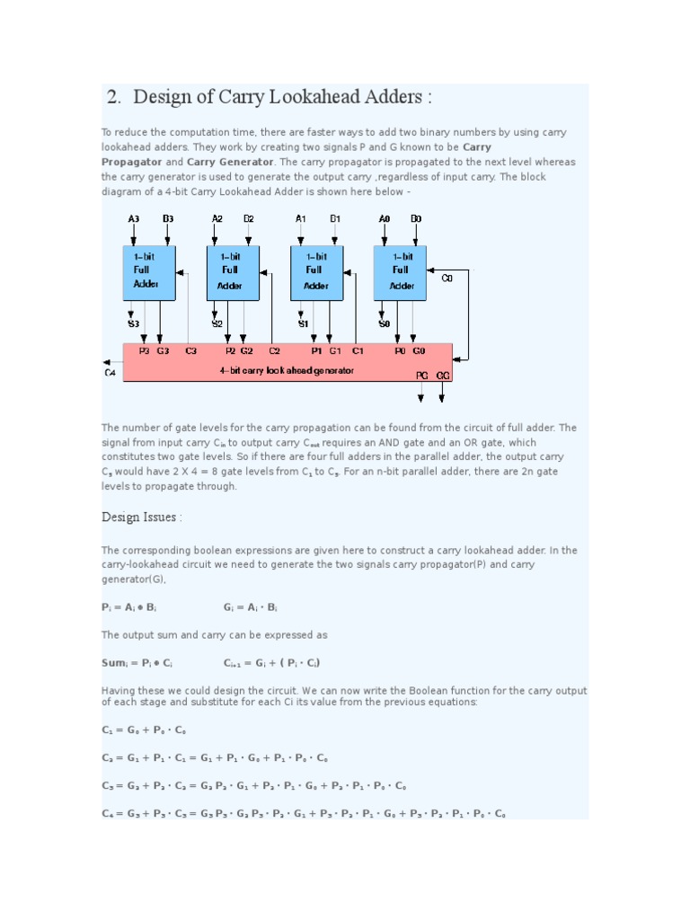 4-Bit Carry Lookahead Adder Design | PDF | Electrical Engineering ...