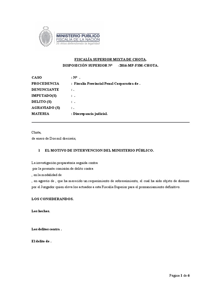 Modelo de Disposición Que Resuelve Discrepancia Judicial | PDF