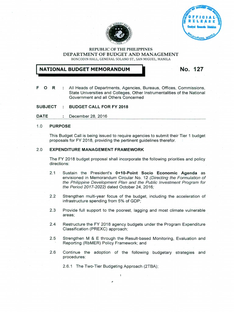 FY 2018 National Budget Call Guidelines | PDF | Business | Finance ...