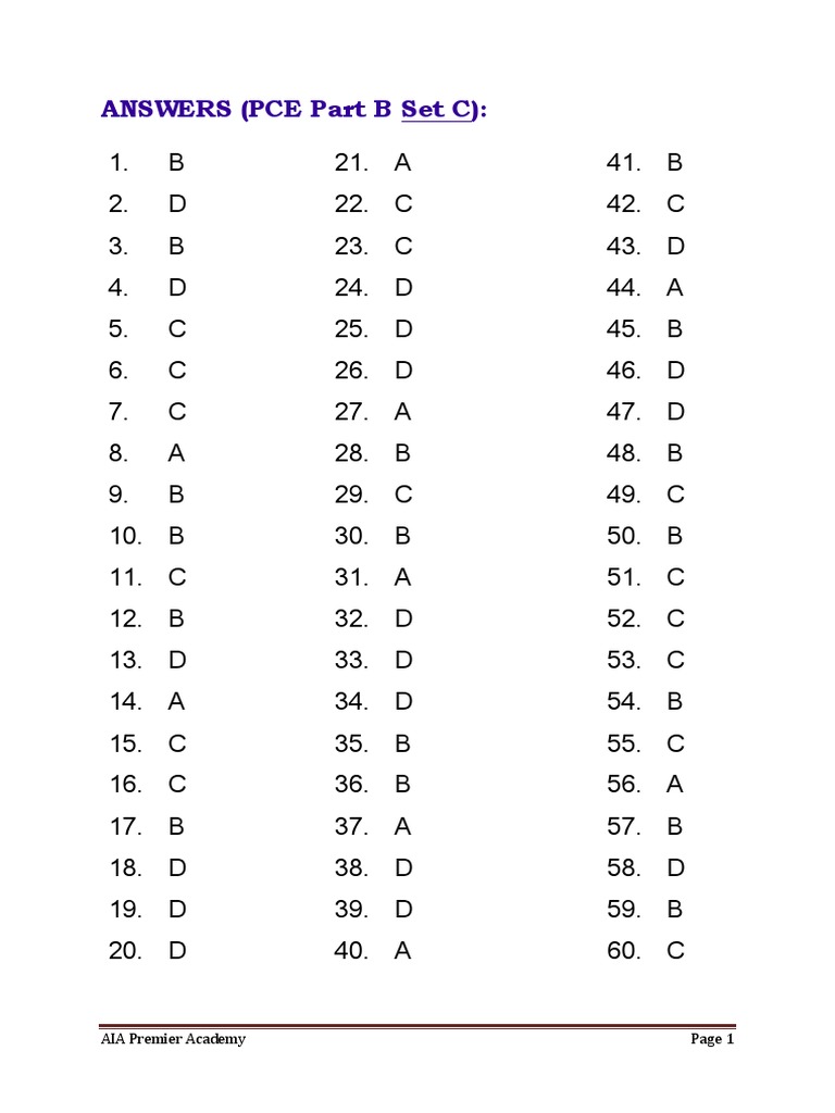 PCE Part B Set C Answers | PDF
