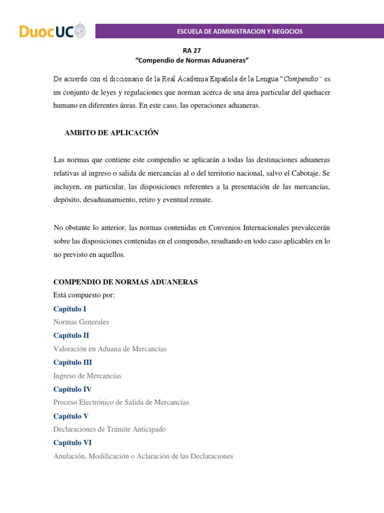 Compendio Normas Aduaneras PDF