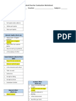 Student/Teacher Evaluation Worksheet Name: - Teacher: - Subject