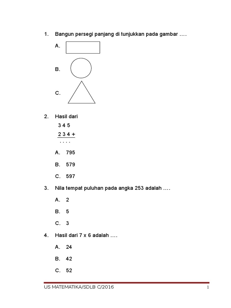 Soal Us Ipa Tunarungu Smplb - Ruang Sekolah