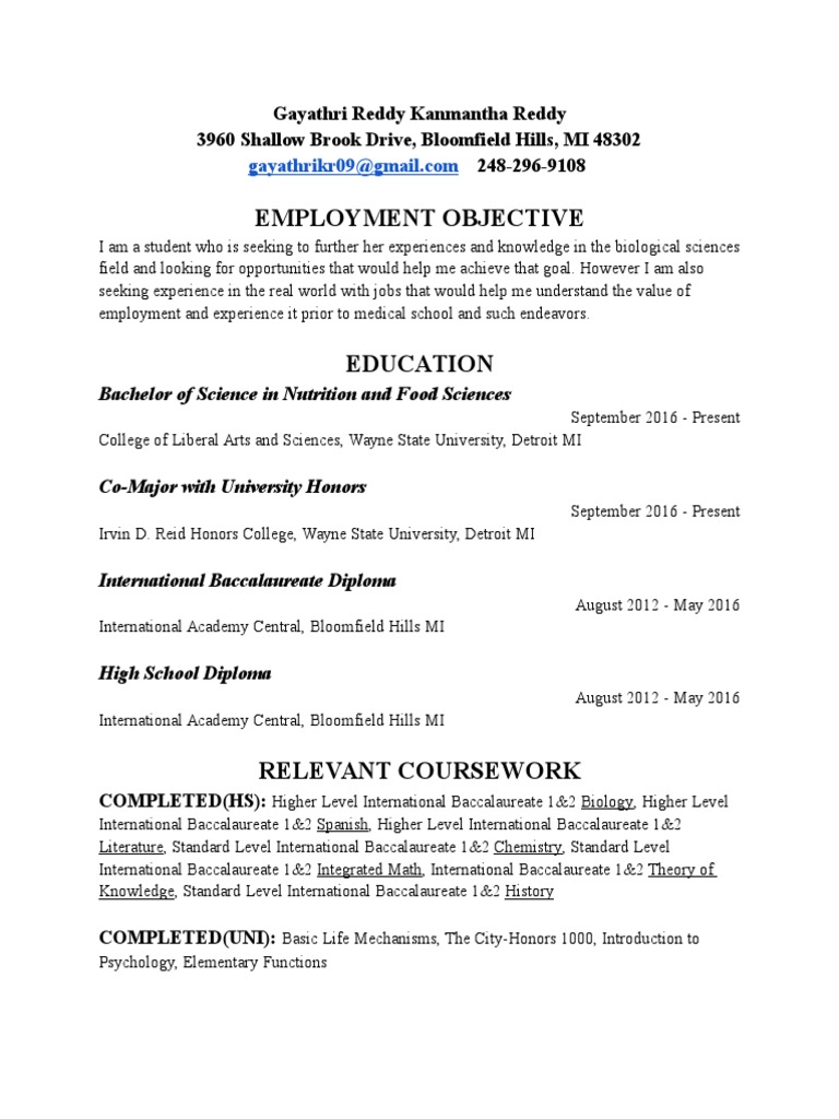 Resume 1 PDF Bachelor 39 s Degree - 1703505105