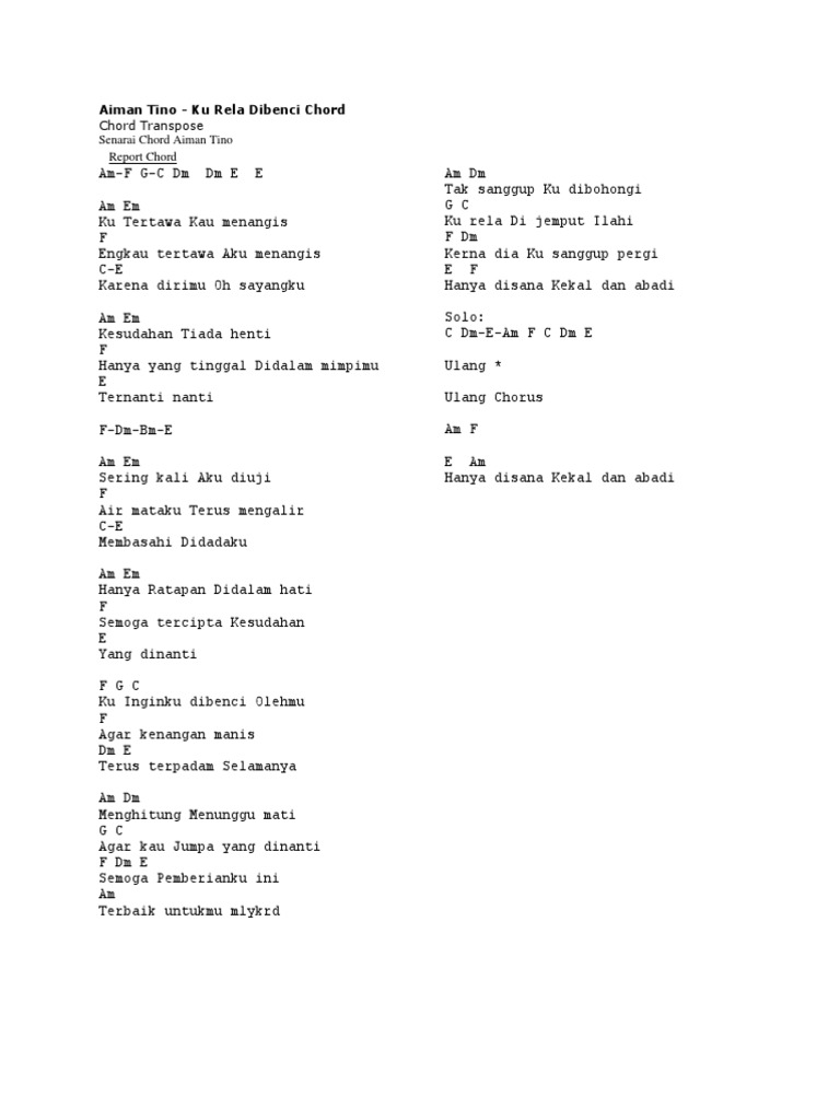 Aiman Tino Ku Rela Dibenci