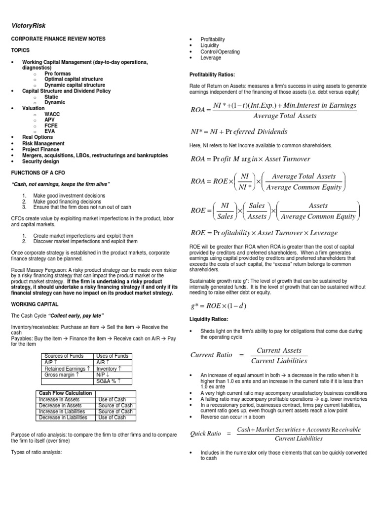 Corporate Finance Review | PDF | Share Repurchase | Dividend