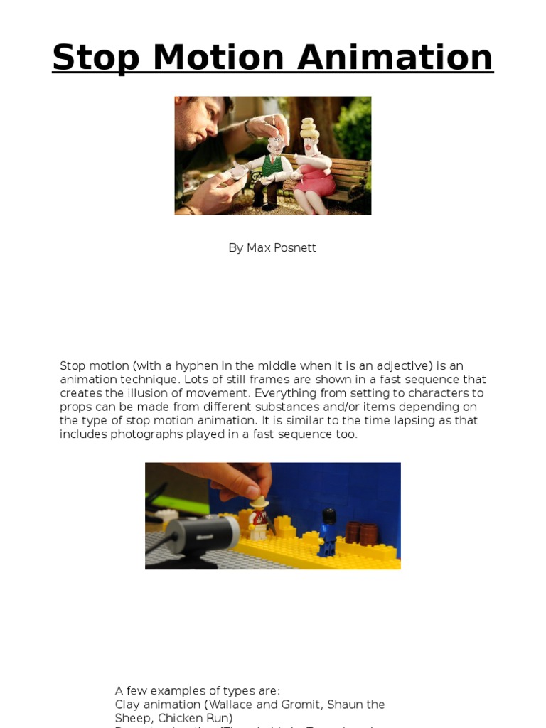 Types of Stop Motion Animation Explained | PDF | Animation | Leisure