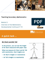 Teaching Secondary Mathematics: Overview of The Mathematics Developmental Continuum P-10