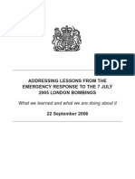 Addressing Lessons From The Emergency Response To The 7 July 2005 London Bombings