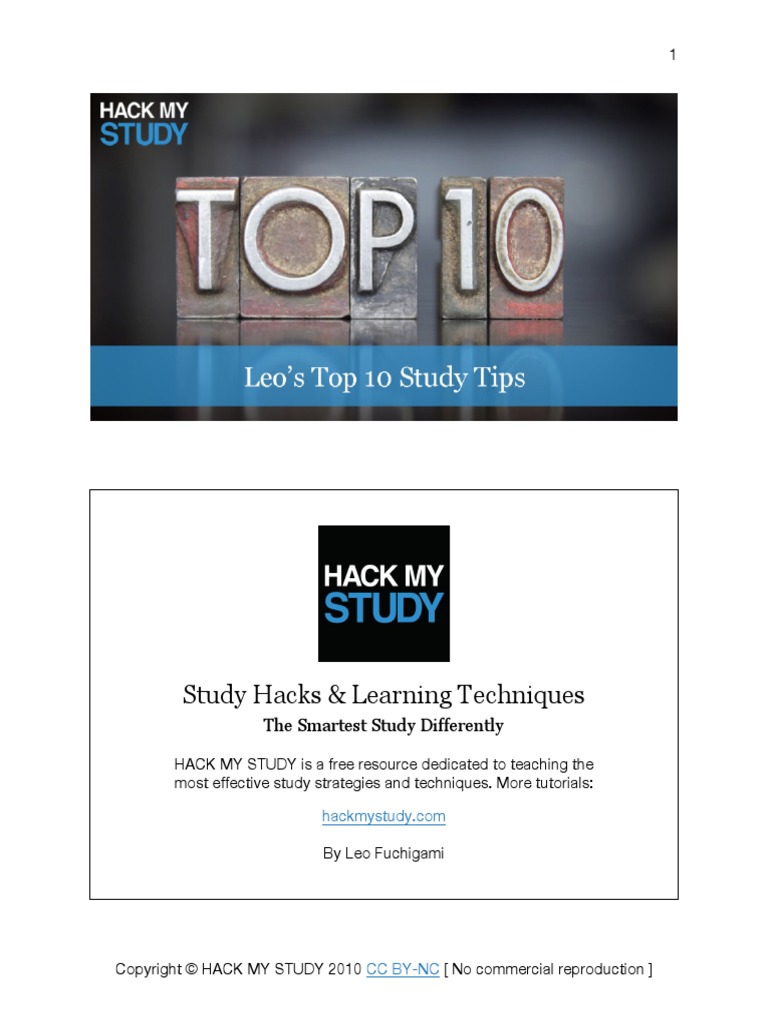 Top 10 Tips - Hack My Study | PDF | Sleep | Action (Philosophy)