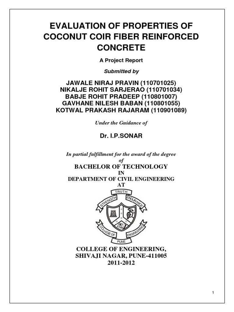 Coconut Coir Fiber Concrete Study | PDF | Reinforced Concrete | Fibers