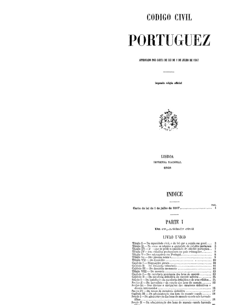 Codigo Civil Portugues de 1867 PDF PDF
