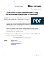 26 - Lieutenant Governor’s Statement on the Death of Sergeant Dynerowicz