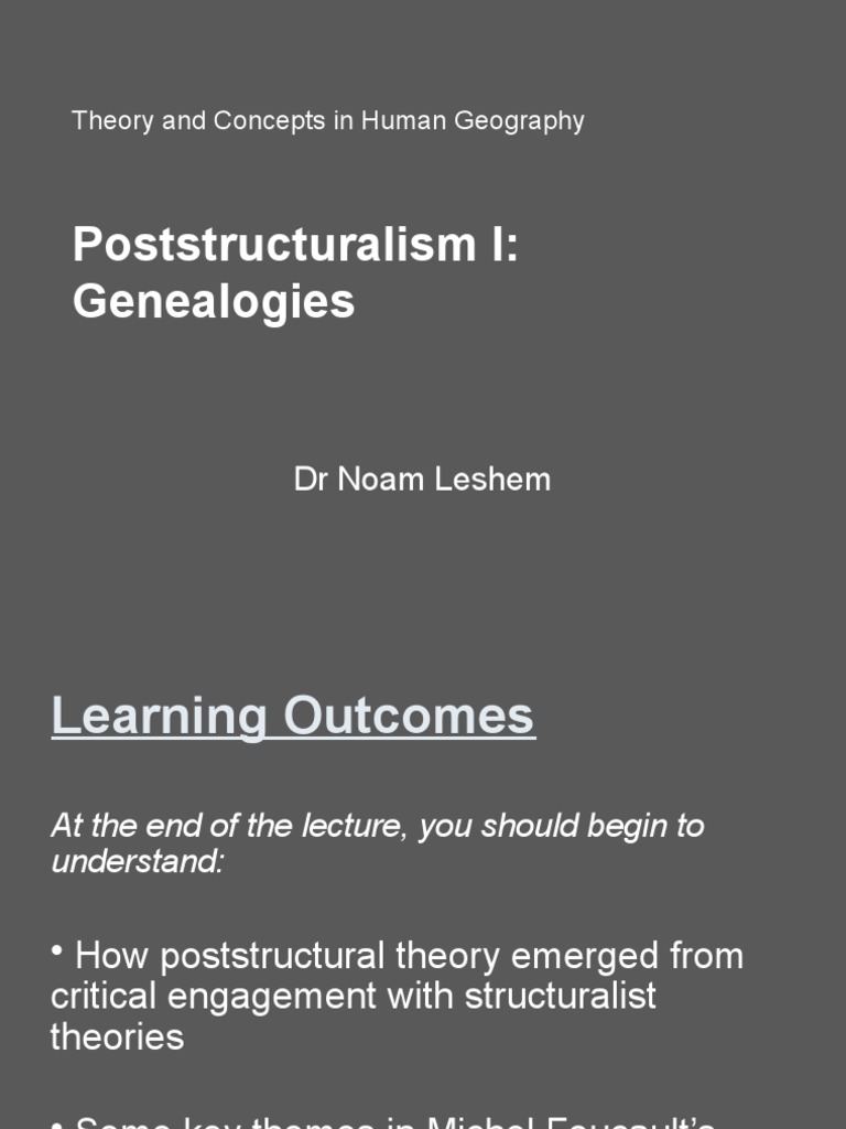 Poststructuralism Genealogies PDF Discourse Michel Foucault