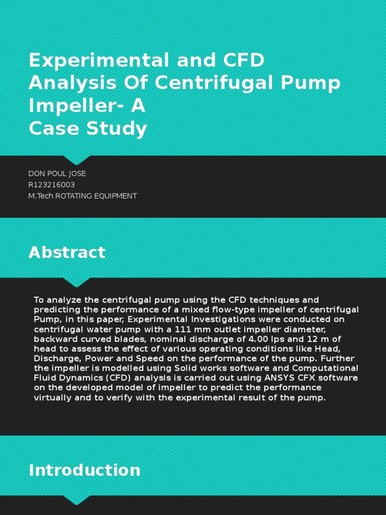 Centrifugal Pump CFD Analysis | PDF | Computational Fluid Dynamics | Pump