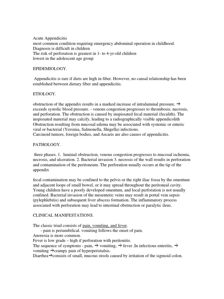 Acute Appendicitis | PDF | Medicine | Diseases And Disorders
