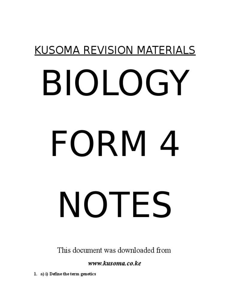 Biology Form 4 Notes Pdf Dominance Genetics Zygosity