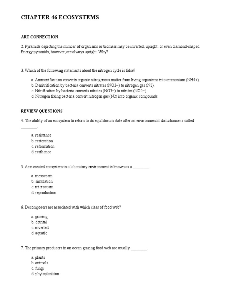 Chapter 46 Ecosystems QUESTIONS