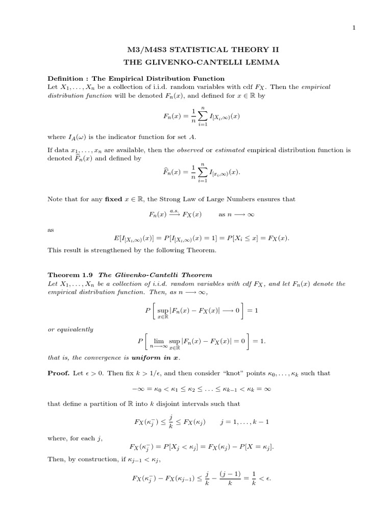 Glivenko-Cantelli Theorem Explained | PDF | Distribution