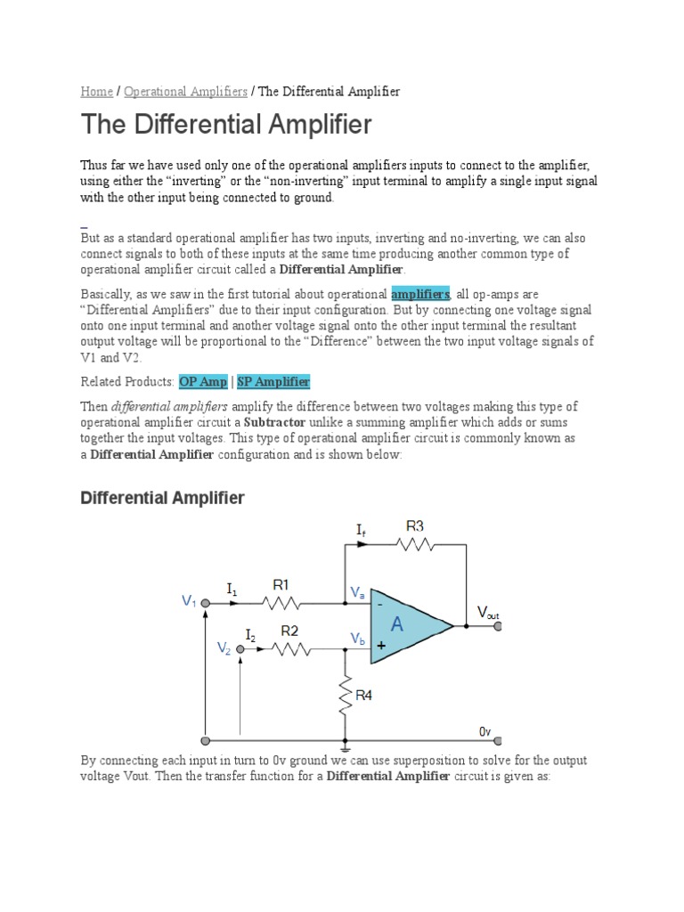 Differential Amplifier | PDF | Operational Amplifier | Amplifier