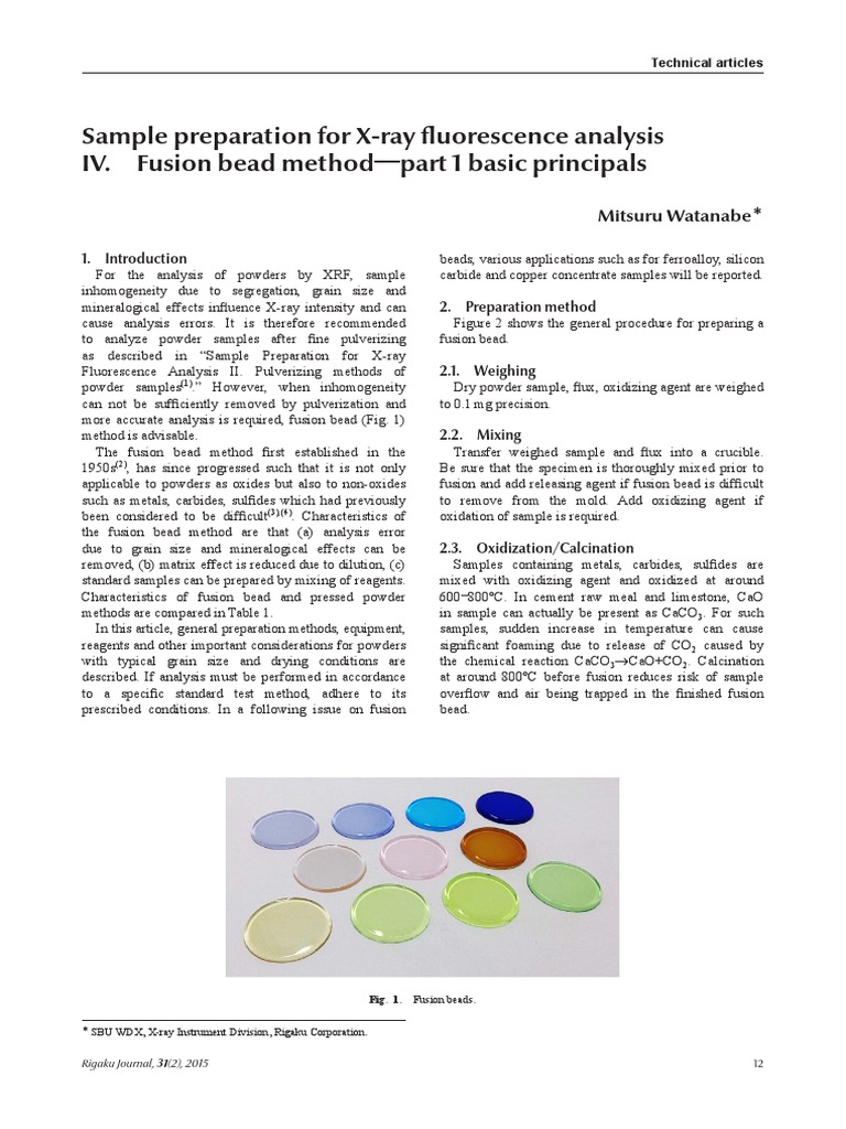 Fusion Bead XRF Lithium Sodium