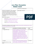 Lesson Plan Template MAED 3224: Activity Description of Activities and Setting Time