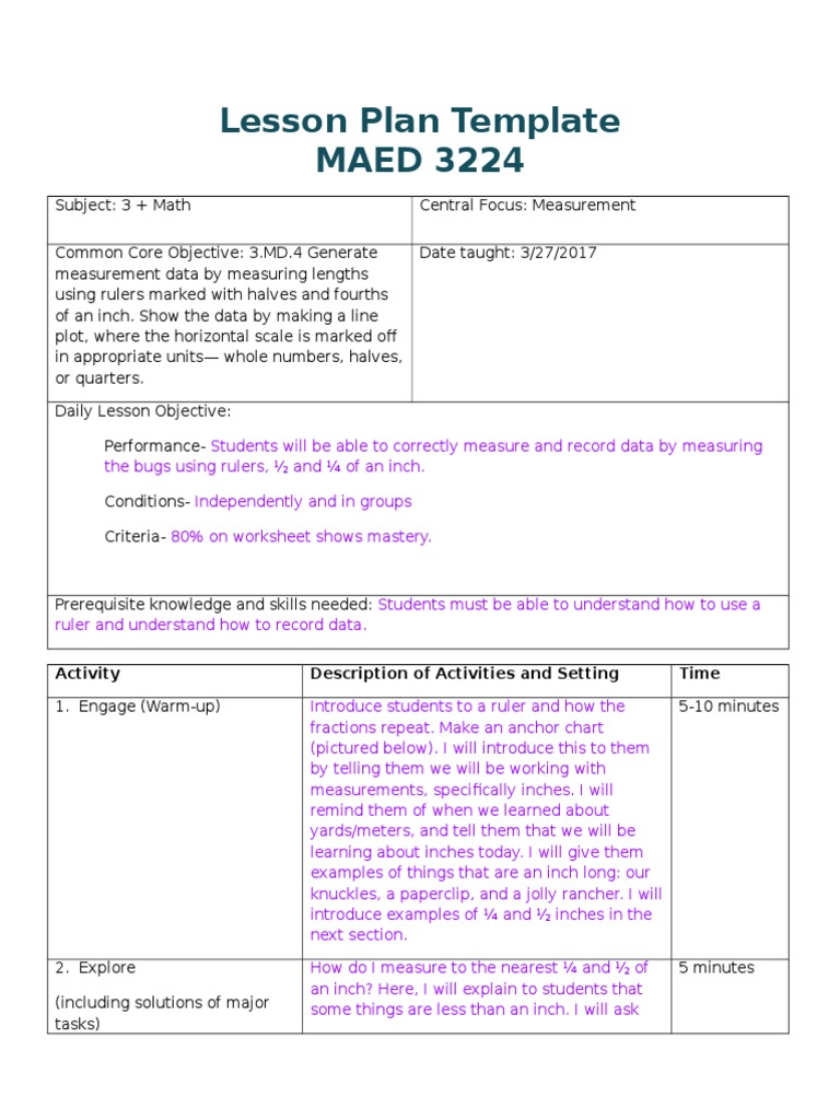 3rd Grade Measurement Lesson Plan | PDF | Lesson Plan | Pedagogy