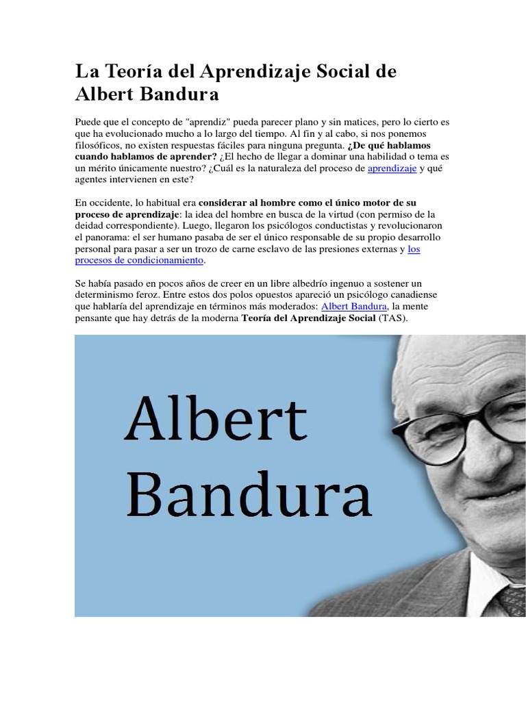 La teoria del aprendizaje social de Albert Bandura