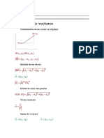 Fórmulas de Vectores