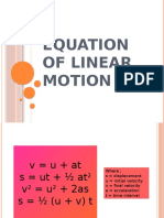 Equation of Linear Motion