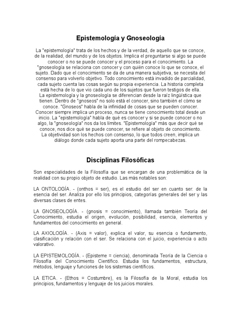Epistemología y Gnoseología.docx Metafísica Conocimiento