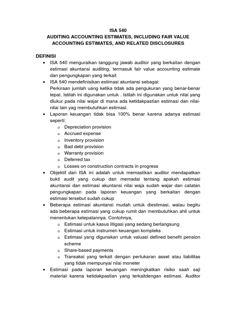 Audit Estimasi Akuntansi dan Nilai Wajar | PDF | Pengelolaan Keuangan ...