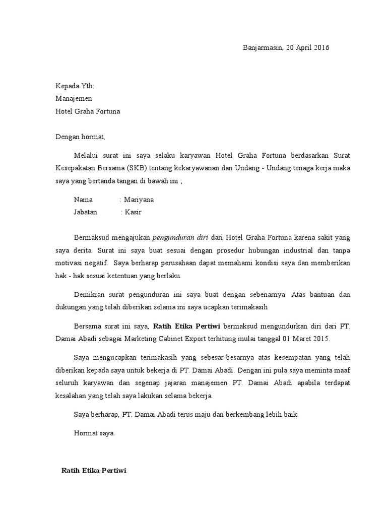 5 Contoh Surat Pengunduran Diri (Resign) Dari Tempat Kerja DOC.docx