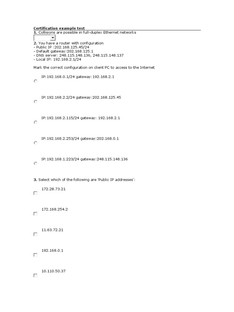 Certification Example Test Mikrotik | PDF