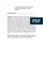 The Differences and Similarities Between English For Specific Purposes (ESP) and English For General Purposes (EGP) Teachers