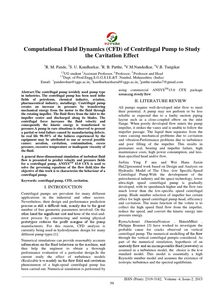 Cavitation Analysis CFD | PDF | Pump | Fluid Dynamics