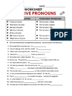 Worksheet Possessive Pronouns