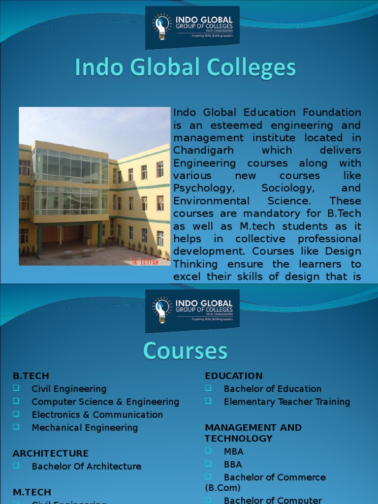 Best B.Tech College in Chandigarh Indo Global Colleges Engineering