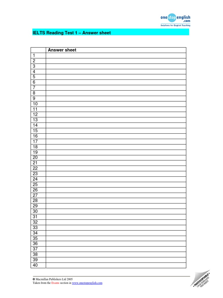 IELTS Reading Test 1 Answers | PDF