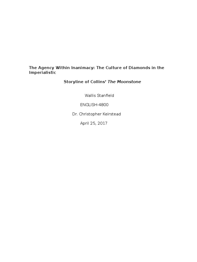 The Agency Within Inanimacy - Engl-4800 Capstone | PDF | The Moonstone ...