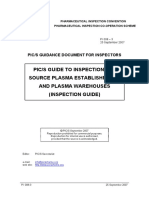 Pic/S Guide To Inspections of Source Plasma Establishments and Plasma Warehouses (Inspection Guide)