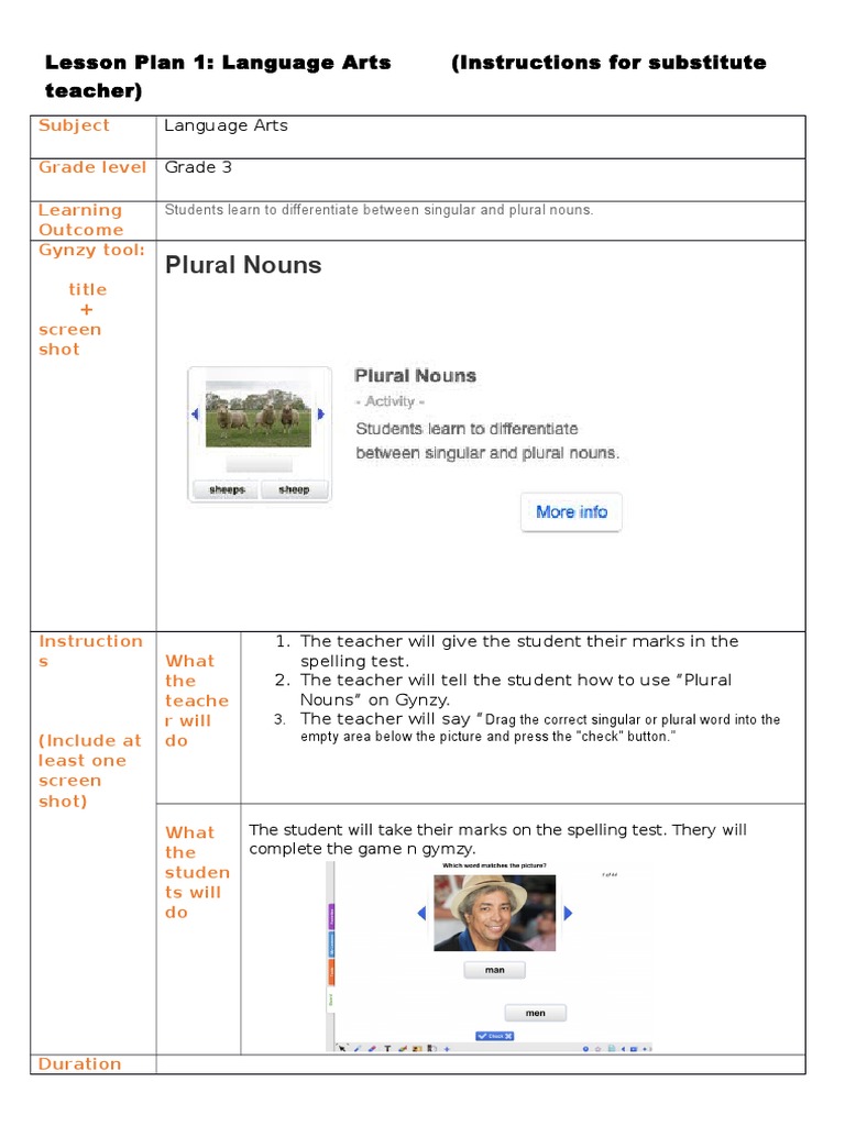 Grade 3 Language Arts: Singular vs. Plural Nouns | PDF | Grammatical ...