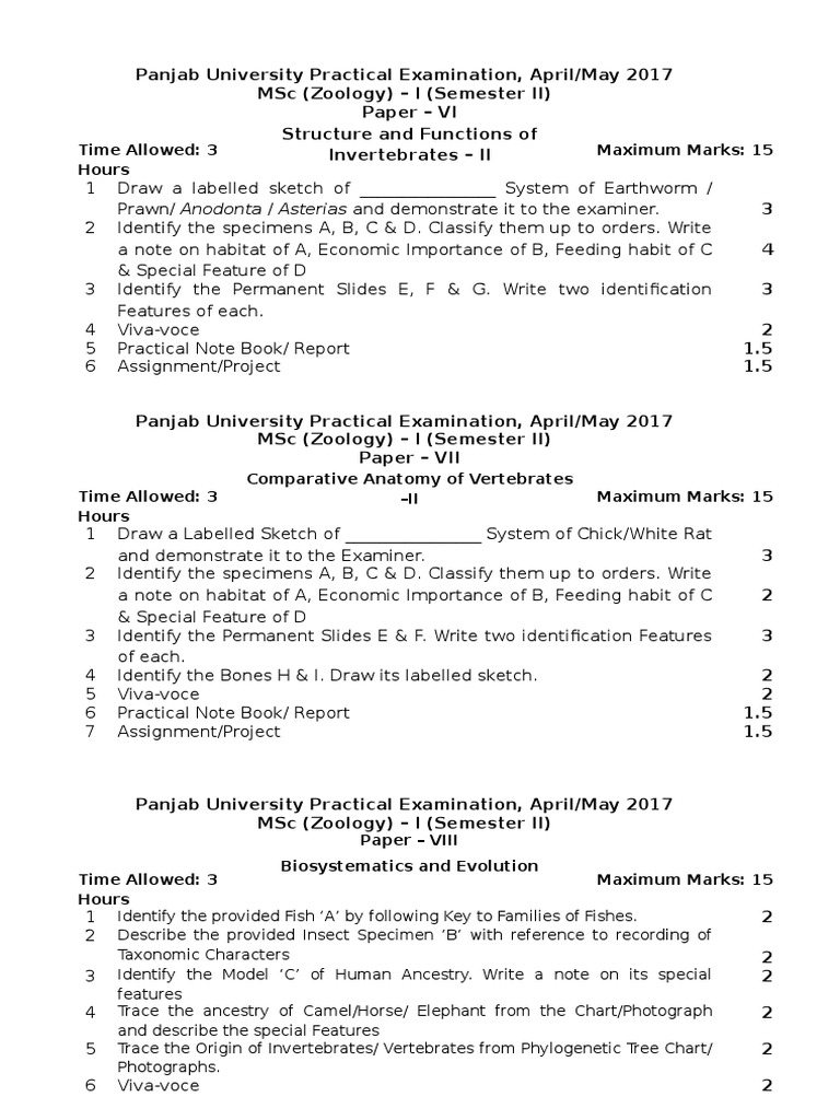 Practical QP AprilMay 2017 MSC Sem II | PDF | Blood Type | Animal Anatomy